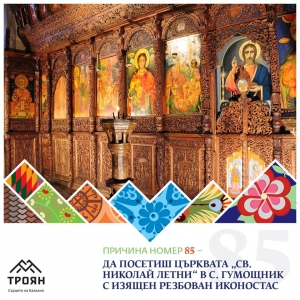 №85 - Да посетиш църквата "Св. Николай Летни" в с. Гумощник с изящен резбован иконостас